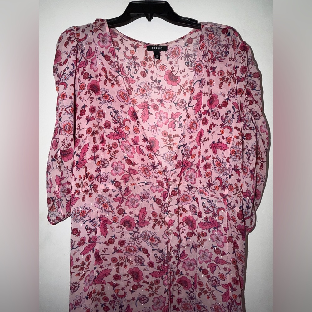 Torrid Pink Floral Blouse